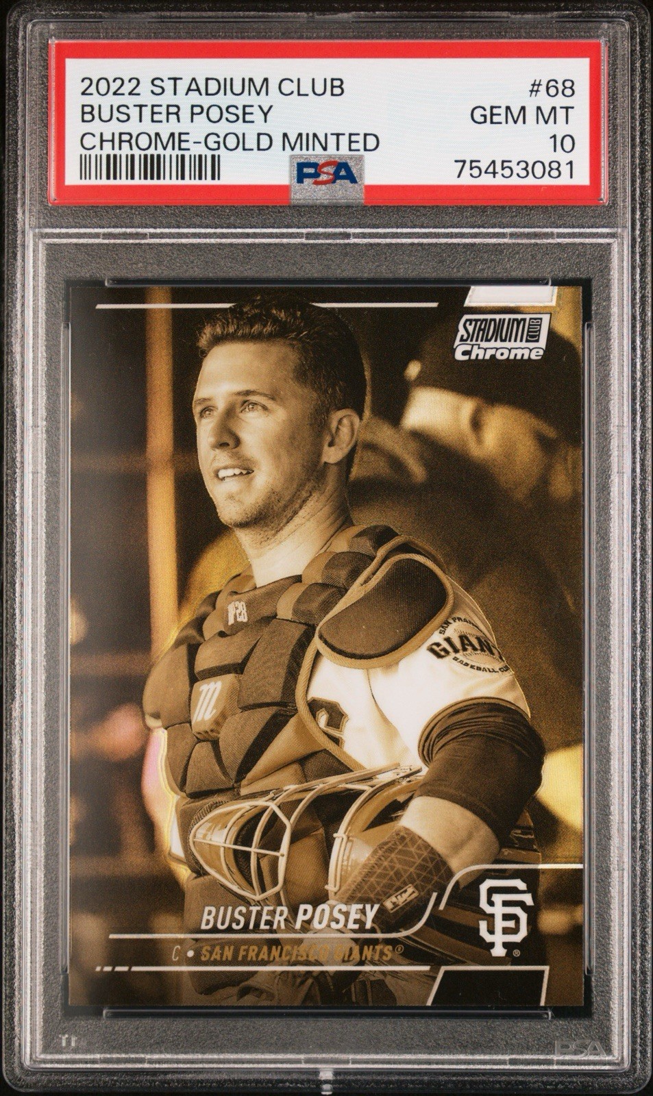 Buster Posey 2022 Topps Stadium Club Chrome Gold Minted #68 Giants PSA 10 Pop 2