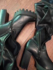 SHEIN Black Over The Knee Platform Boots Size...