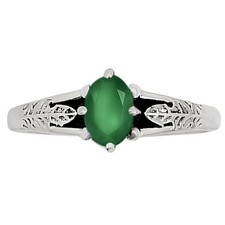 Natural Green Onyx 925 Sterling Silver Ring s.8 Jewelry R-1172