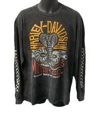 Harley Davidson Men's Scaled Long Sleeve T-Shirt Dyed Black 3002806-BLCK