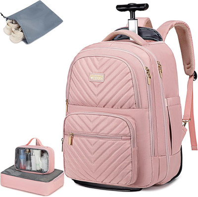 Chic 45L Rolling Backpack with Wheels & Packing Cubes for Travel & Work