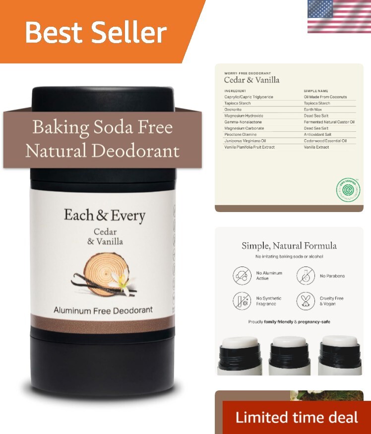 Gentle All-Natural Deodorant for Sensitive Skin – Travel Size, 2.5oz Stick