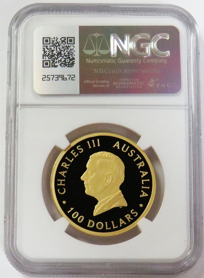 2024 P125 199 ORO COMO NUEVO AUSTRALIA $100 CANGURO ROJO 1 oz NGC PROOF 70 UC Foto 2 de 2