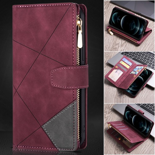 Luxury Leather Zipper Flip Wallet Case For iPhone 14 13 16 Pro MAX 11 12 Mini XS - Picture 2 of 17