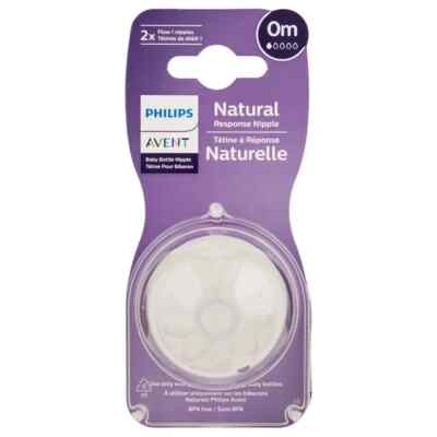 Philips Avent Natural Response Nipple 1st Flow 1, Silicone, 2pk Feeding Newborn