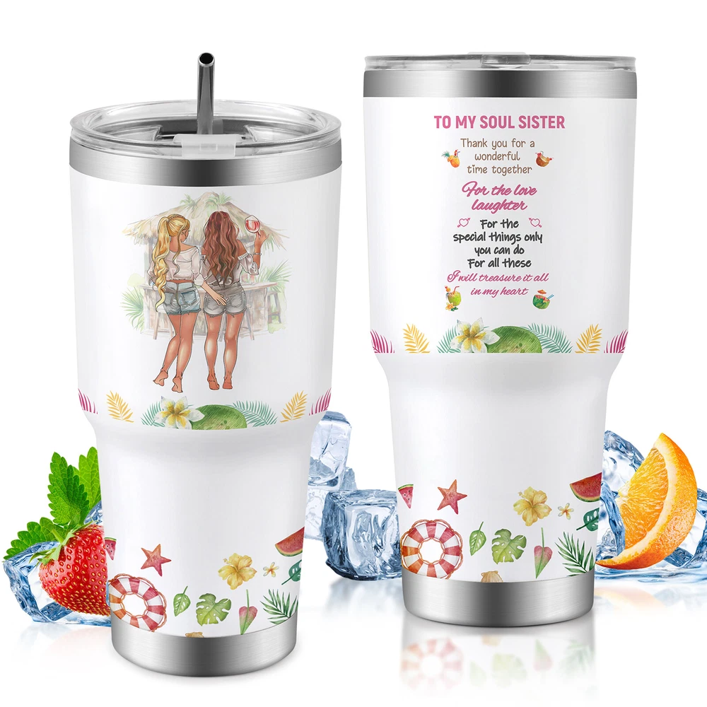 Tumbler Stainless Steel Straw, Anniversary Birthday Gift 30oz Car Cup
