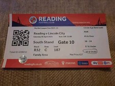 Reading V Lincoln City Football Matchday Ticket 2023/24