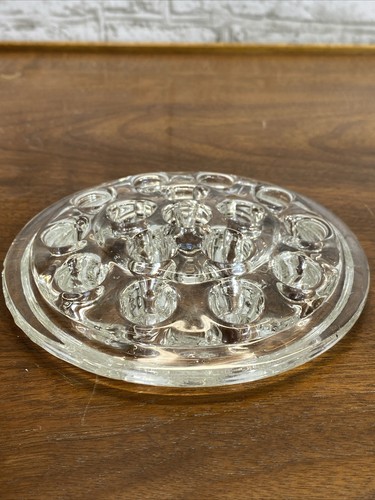 Coperchio rana fiore vetro trasparente vintage 16 fori diametro 5" per composizione floreale - Foto 4 di 4