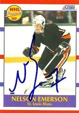 Nelson Emerson autographed Hockey Card (St. Louis Blues) 1990 Score #383