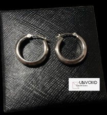 14k White Gold High Polish Tube Hoop Earrings 2mm x 15mm