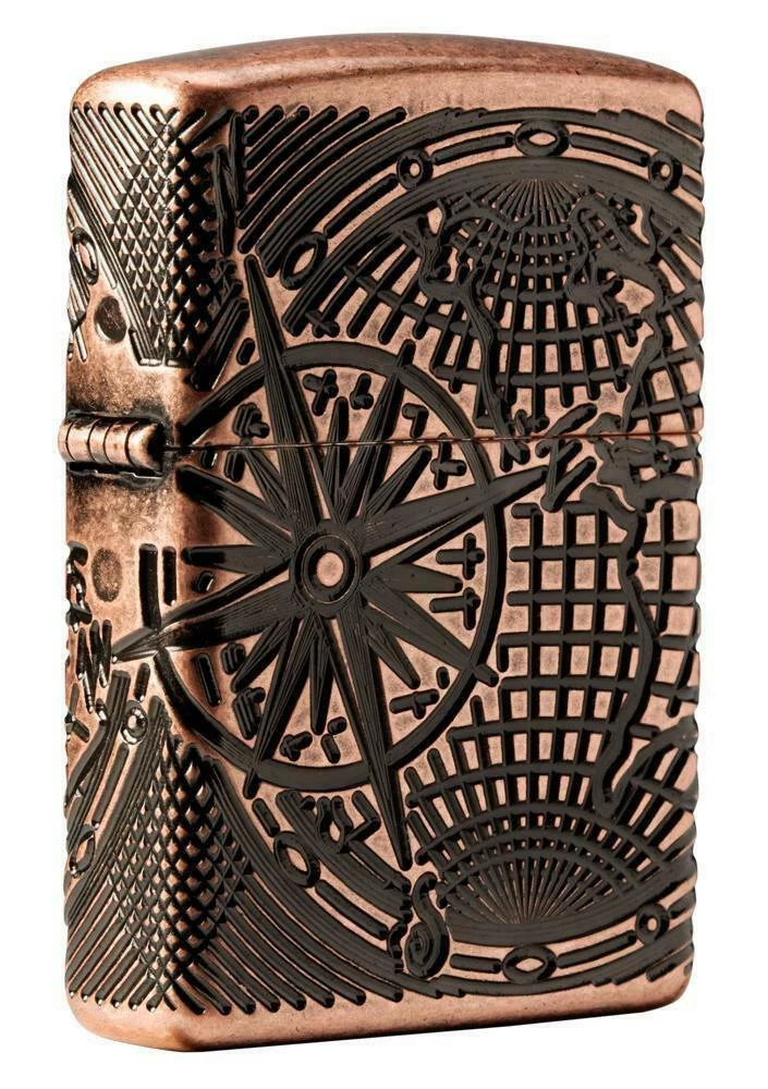 Zippo Armor Windproof Deep Carved World Map Designed Lighter 29853, New In Box