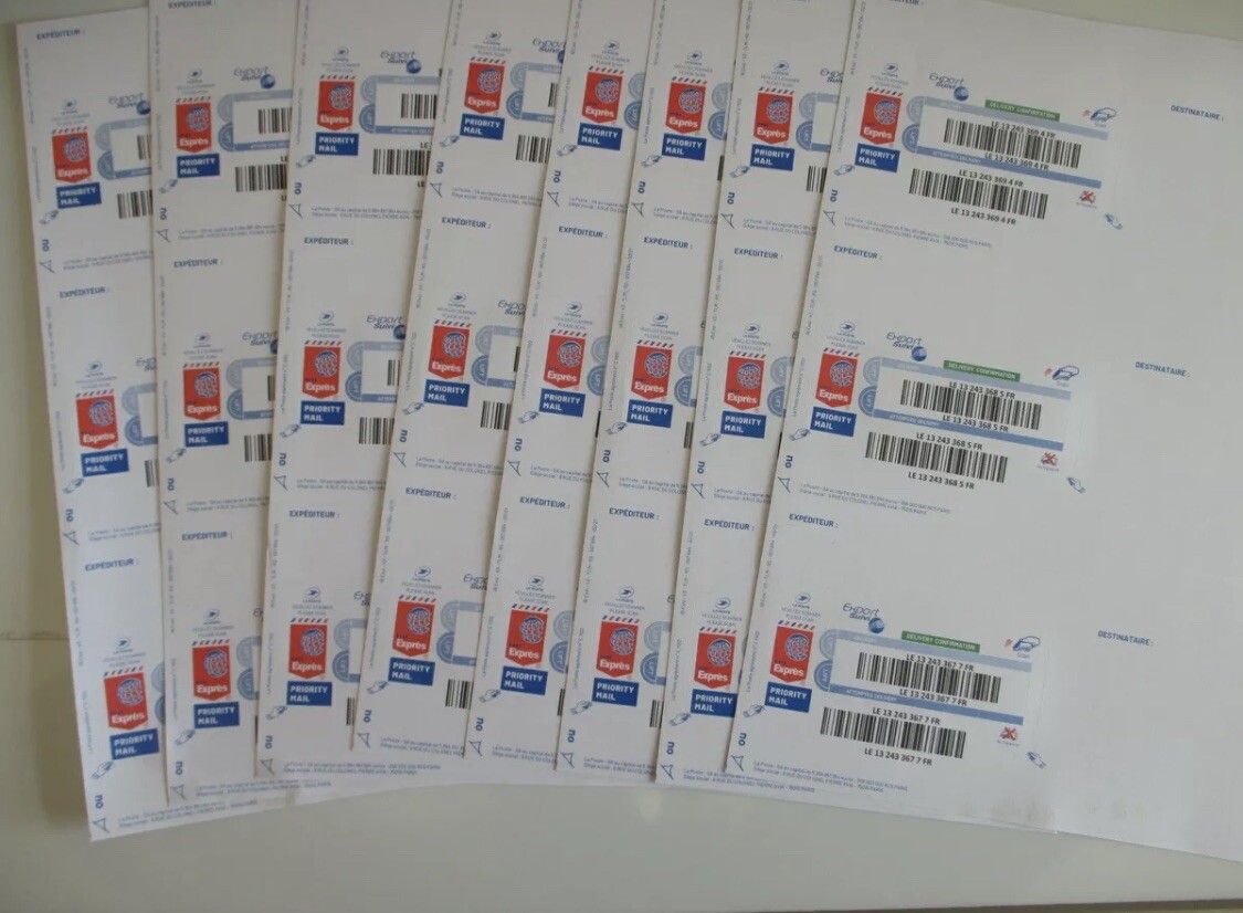 300 étiquettes EXPORT SUIVI international sticker europe monde lettre