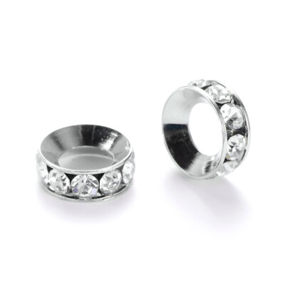 10/20 Stck. Silber Rondelle Diamant Strass Zwischenring Perlen zum Reparieren von Kleidern