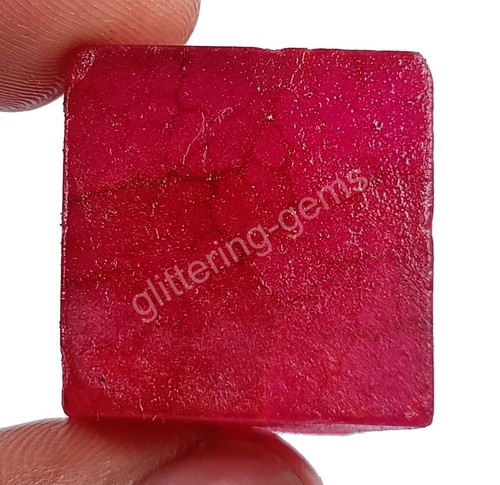119.00 Ct Natural Red Ruby Cube Rough Dyed Certified African Loose Gemstone M25 - Picture 5 of 9