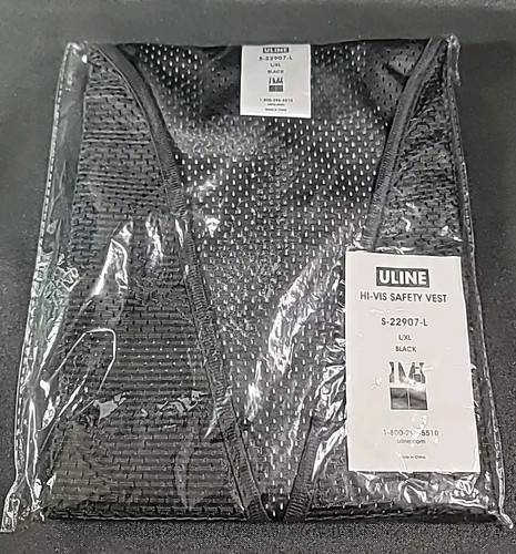 Uline Black Hi-Visability Safety Vest (Black) L/XL - Afbeelding 1 van 5