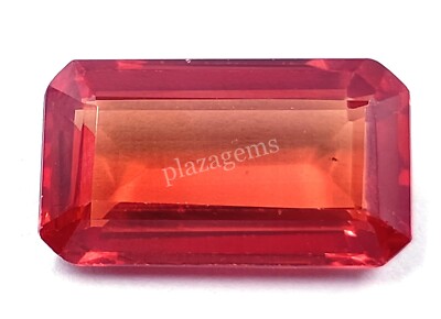11.45 Ct Emerald Shape Natural Orange Sapphire  Certified Loose Gemstone 5FRK