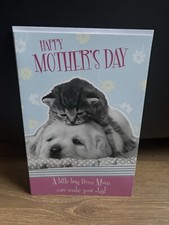 Happy Mother?s Day Card Hug Cat Dog Mothering Sunday Mum Mam Mummy Love Animals