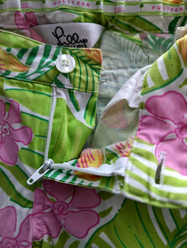 Vintage Lilly Pulitzer Pants Girls 10 Tropical Gingham Hem Floral Resort Aloha - Picture 8 of 11
