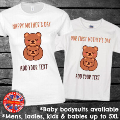 Mama Bär passende T-Shirts personalisiert Happy Mother's Day Our 1st Mother's Day