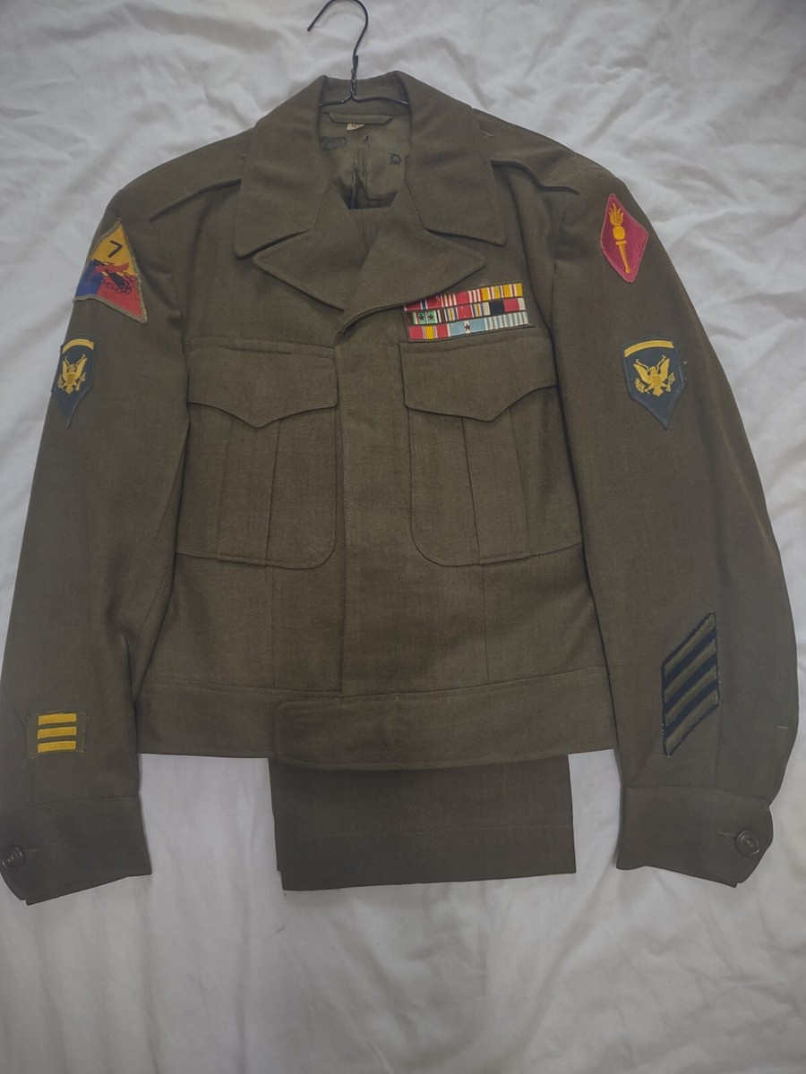 Vtg US Army Uniform Jacket & Slacks Lucky 7th Armored