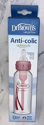 6 Dr. Brown's Natural Flow Options+ Anti-Colic PINK Baby Narrow 8 oz. Bottle NEW