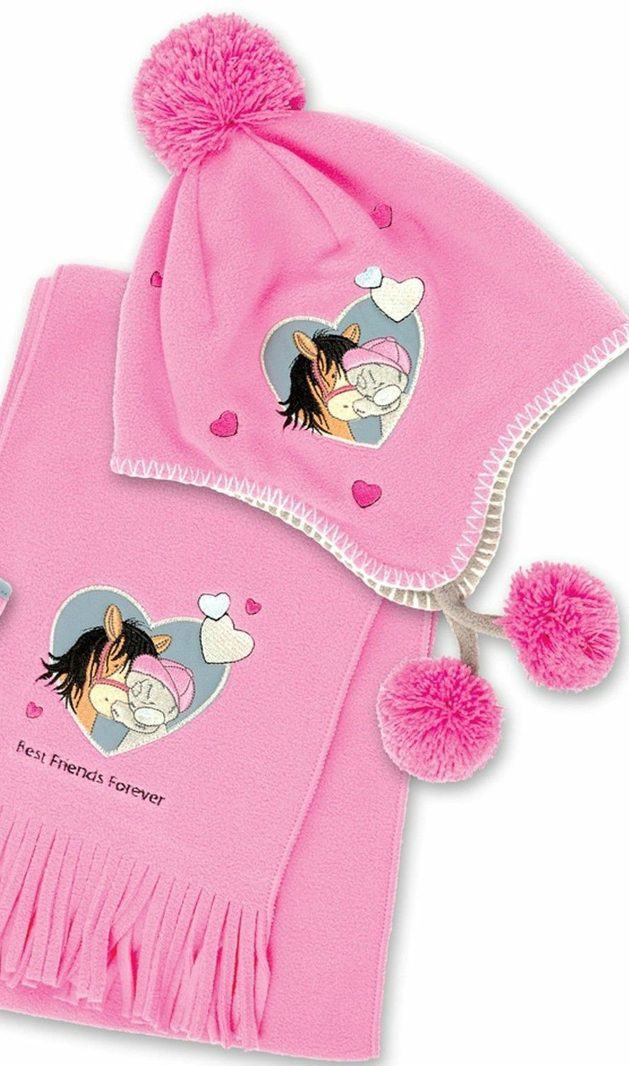 Set sciarpa e cappello in pile Tatty Teddy e Pony ROSA super morbido SPEDIZIONE GRATUITA