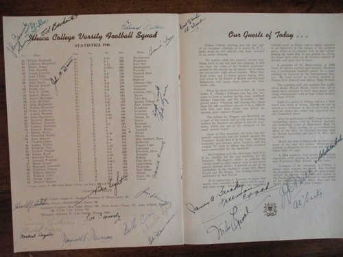1946 ITHACA College Football Program(25 Sig(w/BUCKY FREEMAN/PETE HATCH/BEN LIGHT - Picture 1 of 17