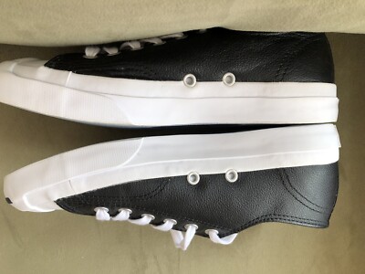 Converse JACK PURCELL Black Leather SIZE 6.5 Women's~5 Men's EUC