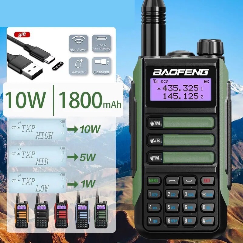 Lot de 2 talkies-walkies 10W UV16 puissant pour la chasse et radio VHF
