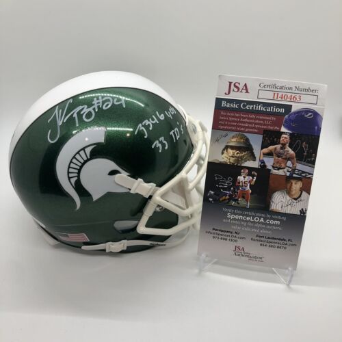 LeVeon Bell Autographed Inscribed Michigan State Spartans Schutt Mini Helmet JSA - Picture 1 of 10
