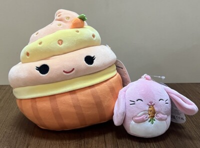 Squishmallow Keisha Carrot Cake 8  Cupcake Plush NWT Clip Easter Bop Bunny Set
