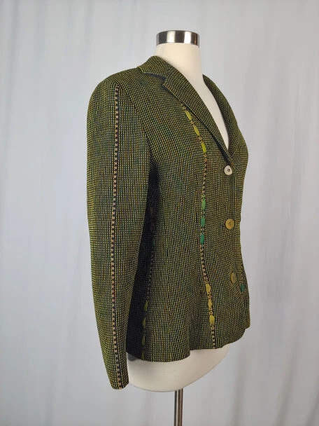 Deborah Cross Textile Artist Unique Rare Green Woven Blazer Small / Medium - Image 4 of 4