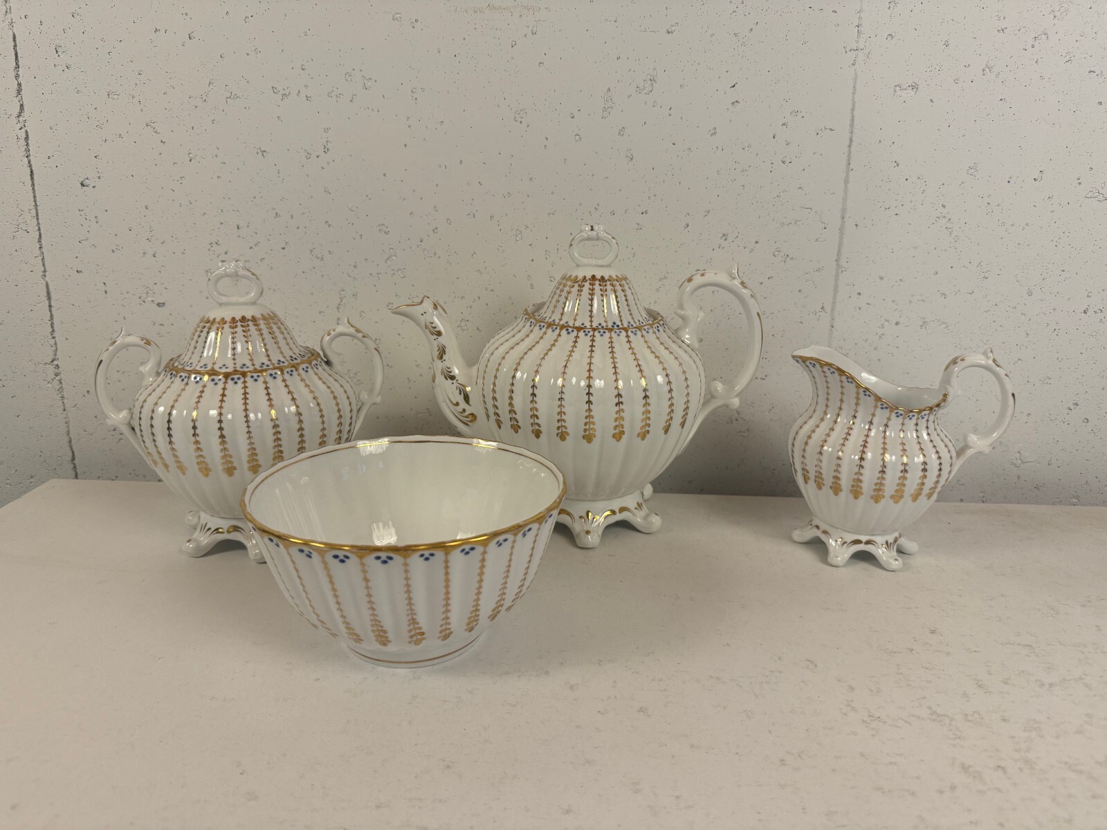 Set W/ Blue Dots & Gold Decoration