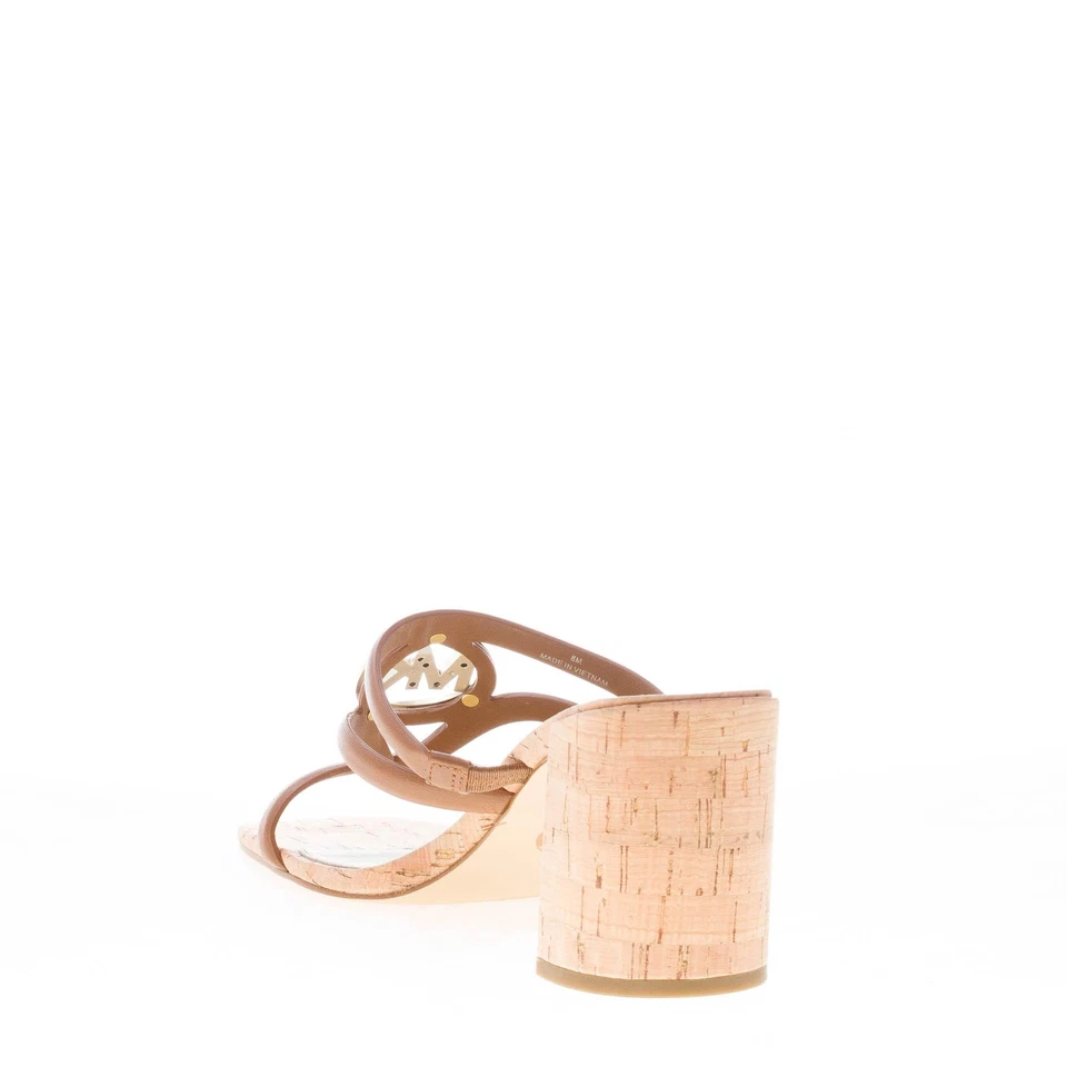 MICHAEL KORS damen schuhe Hampton braun leder slide sandale gold plakette - Bild 4 von 4