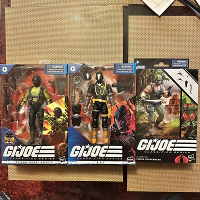 Gi Joe Classified Series Lot 3 - Python Patrol Officer, Cobra Copperhead & BAT