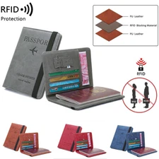 RFID Blocking Passport Holder Bag Leather Travel Passport Case ID Card Case Gift