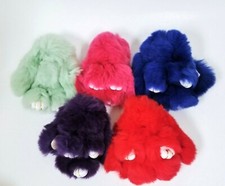 NEW 6" RABBIT FUR,HAIR GOLD KEY CHAIN,RING,FOB,TASSEL,CHARM,BUNNY