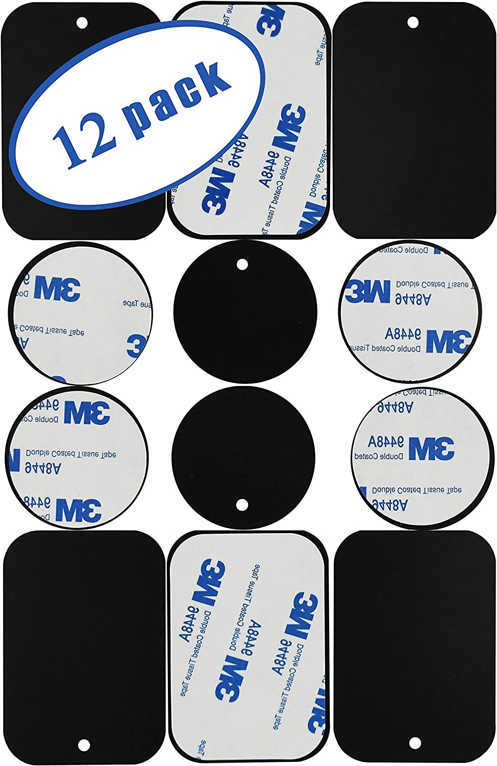 Universal Metal Plates with 3M Adhesive for All Magnetic Car Mounts, Cell Phone,