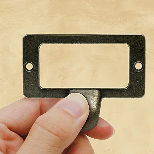 Rierdge 20 Pcs Antique Bronze Card Catalog Drawer Pulls, Vintage File