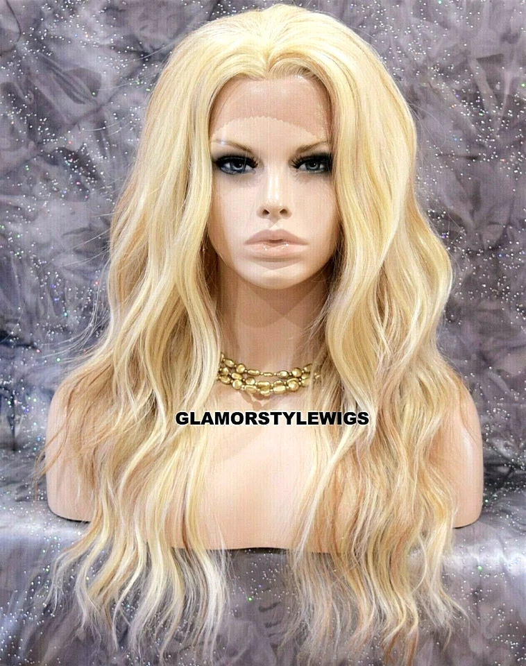 PELUCA COMPLETA FRONTAL ENCAJE PARTE GRATIS LARGA ONDULADA CAPAS RUBIO CLARO MEZCLA CALOR OK Foto 4 de 4