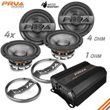 4x Prv Midrange 6.5" Waterproof Speakers 4 Ohm + Compact Full Range Amplifier
