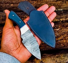 CUSTOM HAND FORGED Damascus Steel EDC Survival Mini Neck Knife W/Sheath