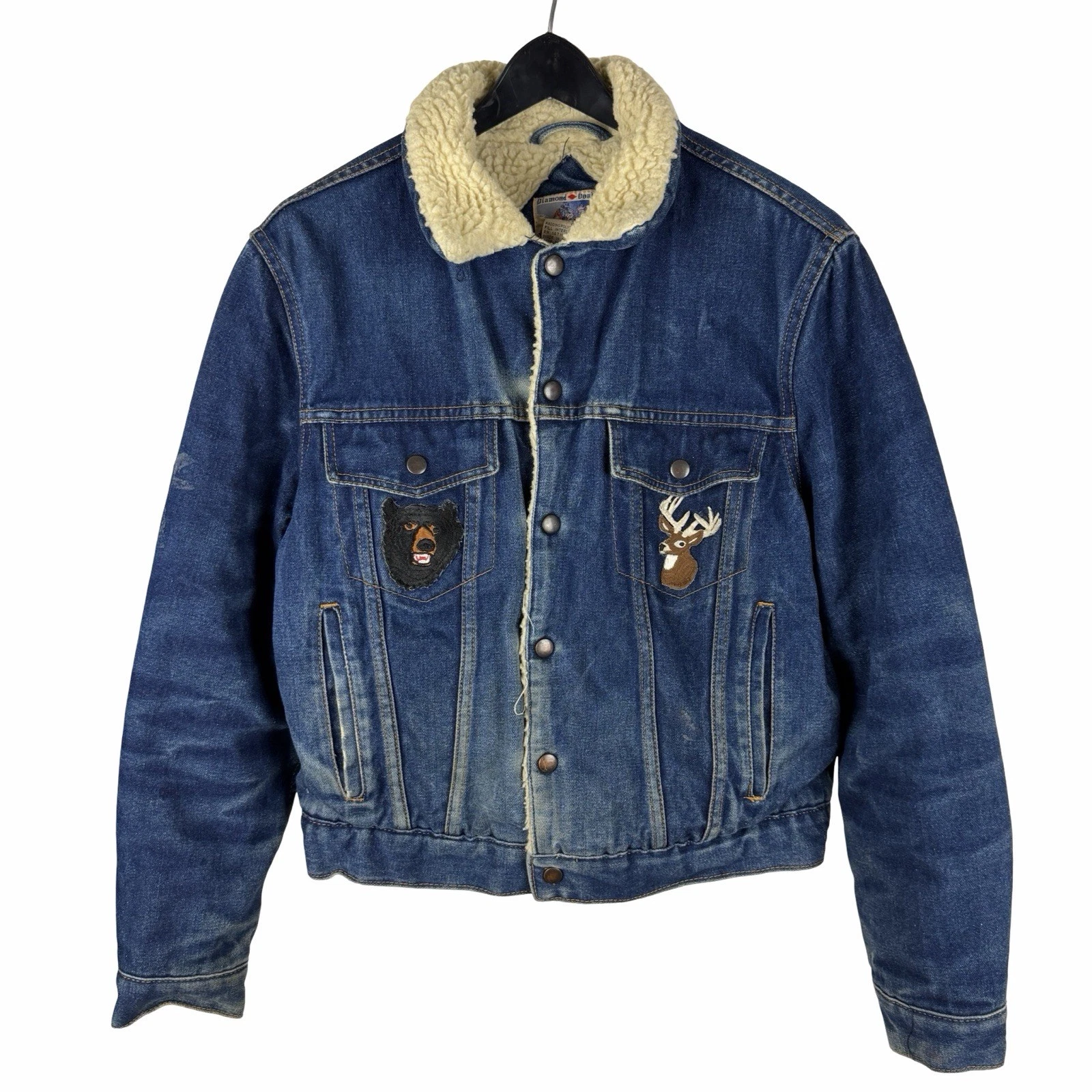 Vintage 1980s Diamond Double U Sherpa Lined Dark Wash Denim Jacket Size L
Opens in a new window or t