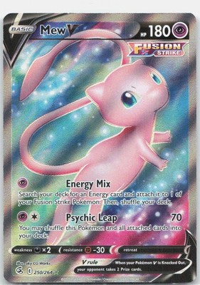 Mew V Full Art Holo Ultra Rare SWSH08: Fusion Strike 250/264 NM aky CG Works