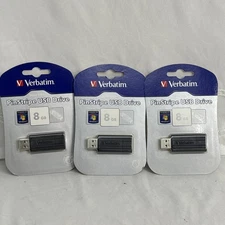 NIB Lot of 3 Verbatim 8 GB Store’n’Go USB Flash Drive Black New Sealed