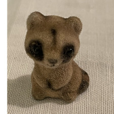 Vintage Josef Originals Baby Raccoon Figurine Miniature Fuzzy