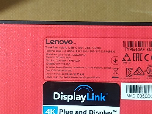 Lenovo ThinkPad Hybrid USB-C with USB-A Docks Type /40AF DUD9011D1 135W - Afbeelding 2 van 2
