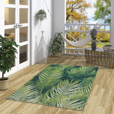 In- und Outdoor Teppich Malibu Grün Blätter