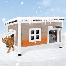 Extra Large Heated Outdoor Cat House for Winter, 100 All-Round Foam Insulated
