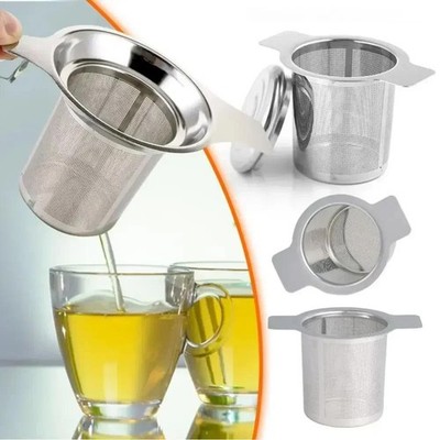 Stainless Steel Loose Leaf Tea Infuser Fine Mesh Double Handle Strainer Cup